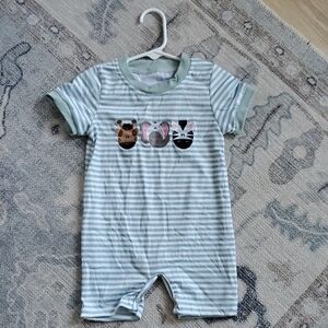 Baby Boy Zoo Safari Animal Romper Outfit Sz12-18m